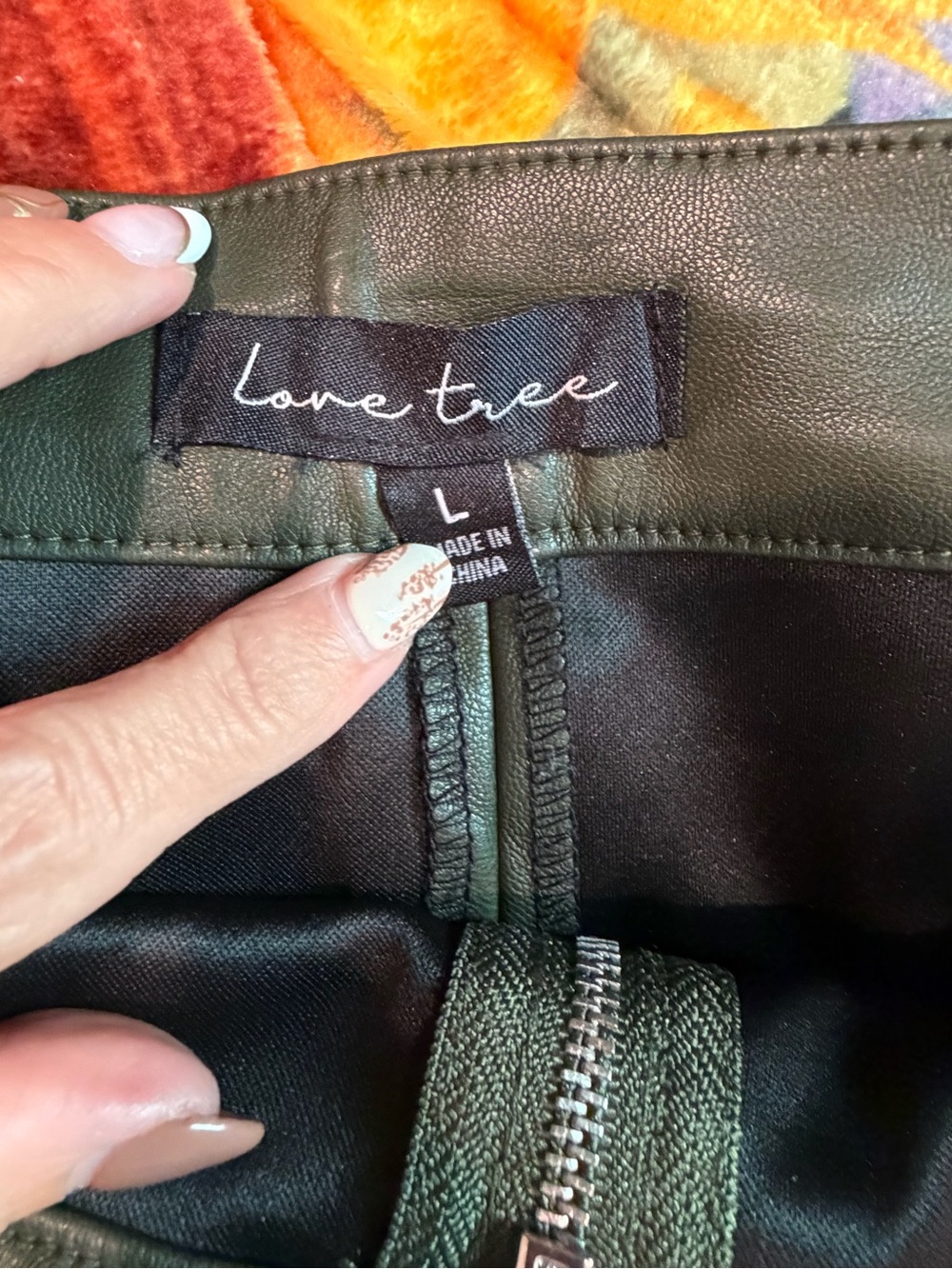 Love Tree Olive Green Faux Leather Mini Skirt